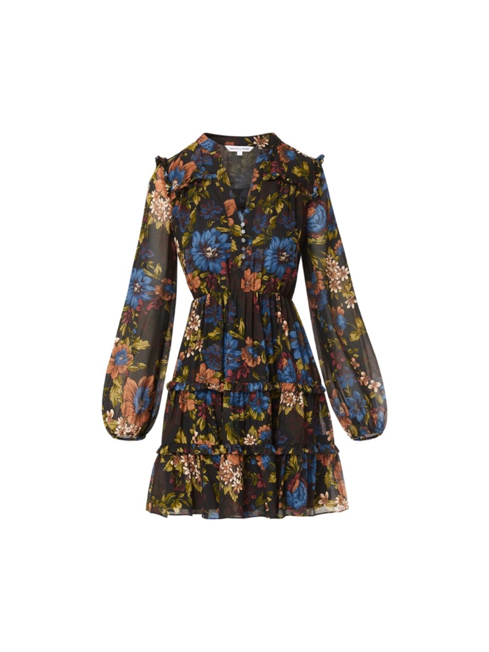Veronica Beard Justine Silk Mini Dress -
Black Floral Ruffled Dress NWOT - Picture 5 of 6